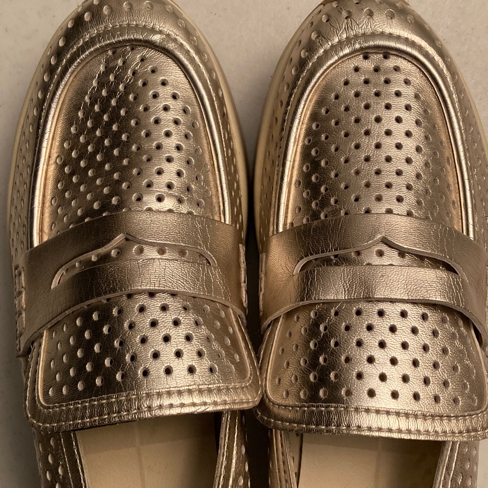Dolce Vita Gold Perforated Loafers - Picture 8 of 9
